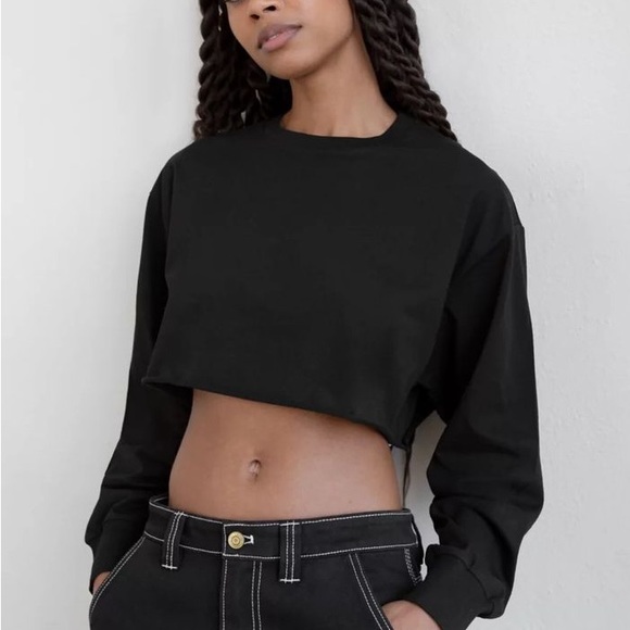 Grey TNA Laid Back Longsleeve crop top - Picture 1 of 10